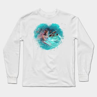 Sapphire Serenity: A Mermaid's Touch (Cerulean Heart) Long Sleeve T-Shirt